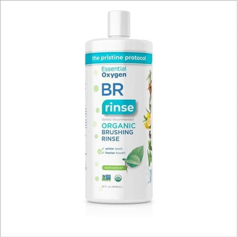 Organic Brushing Rinse Mouthwash, Peppermint, 32 oz