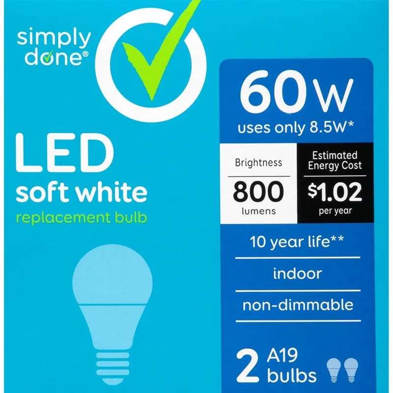 LED Light Bulb, 60W A19 Soft White