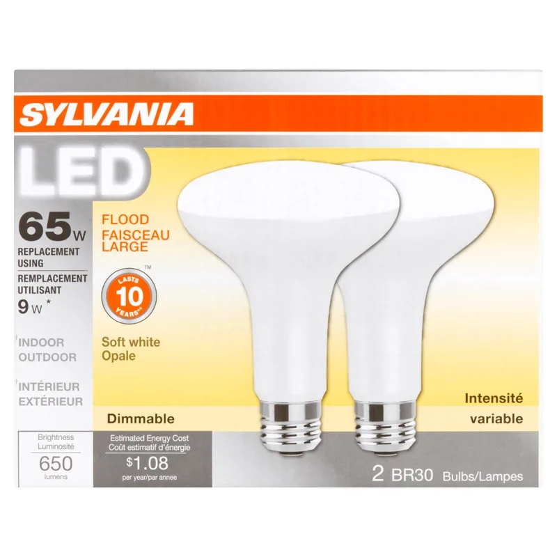 LED Light Bulb, 65W BR30 Soft White Flood